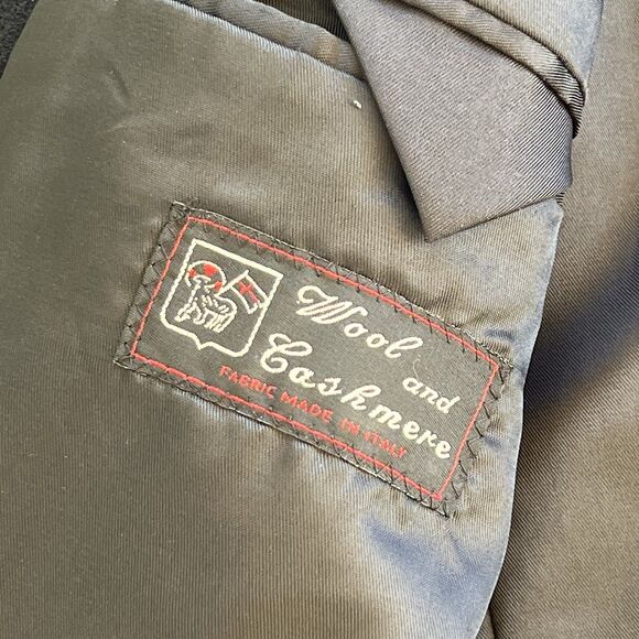 Metropolitan View Bloomingdale's Vintage Men’s Wool Cashmere Overcoat Black 44R - Picture 6 of 10